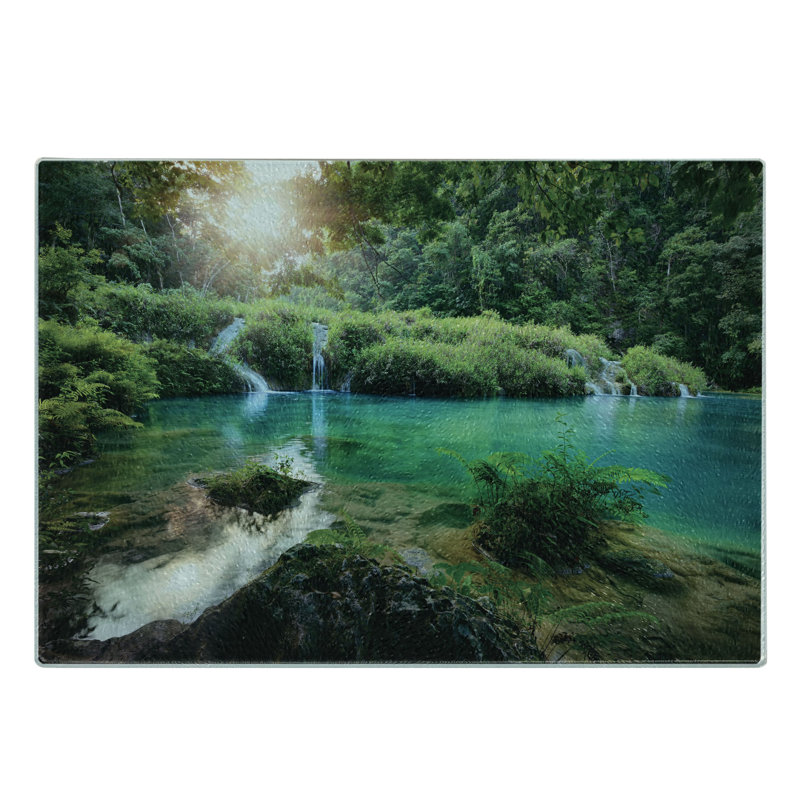 Multicolore, planche à découper en verre trempé Ambesonne Lake Forest, Guatemala