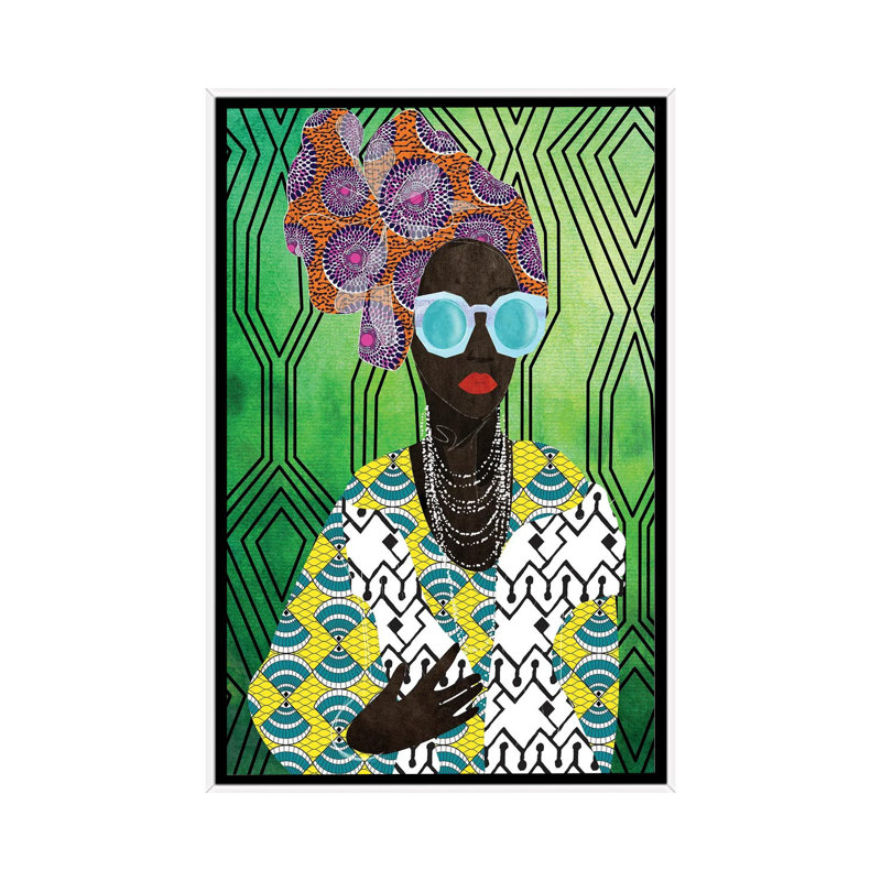 «Modern Turban Woman IV» par Nikki Chu - reproduction, H 40 po x l 26 po x P 1,5 po, Cadre blanc