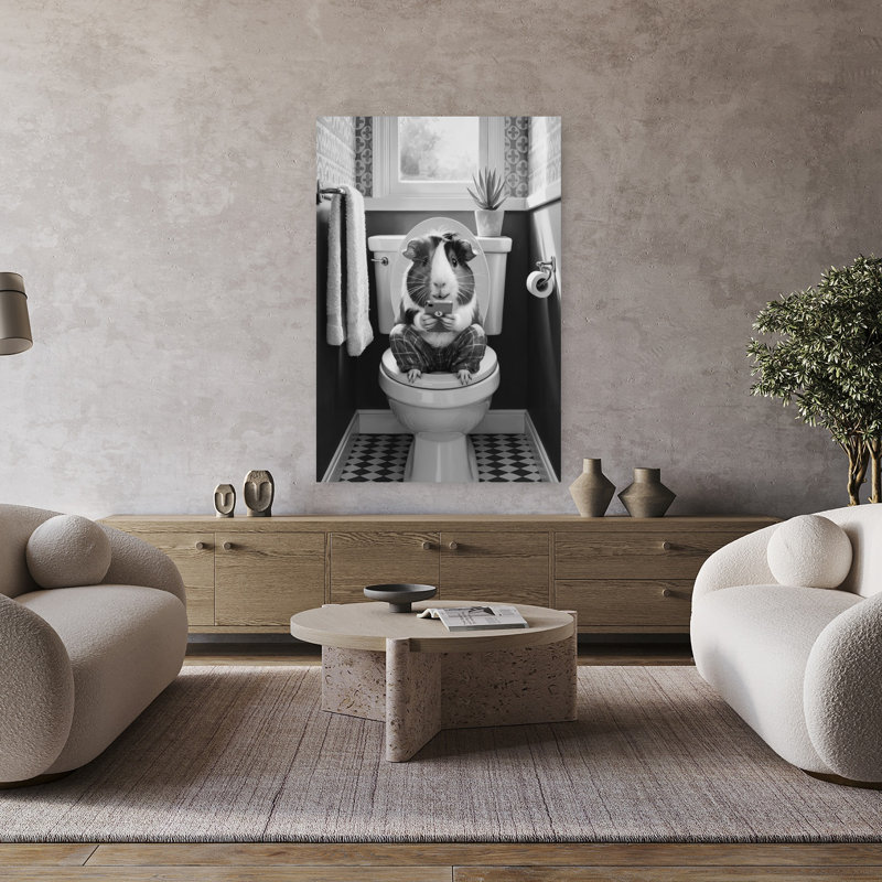 Art mural contemporain, cobaye, H 48 po x l 32 po