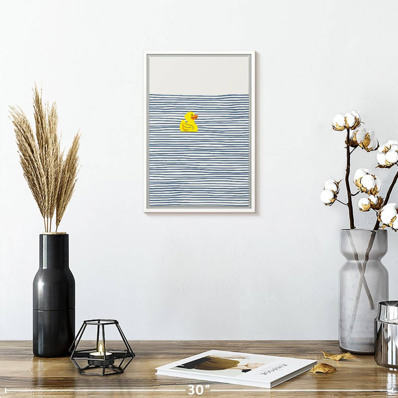 Yellow Rubber Duck, 9" x 13", Floating Frame White