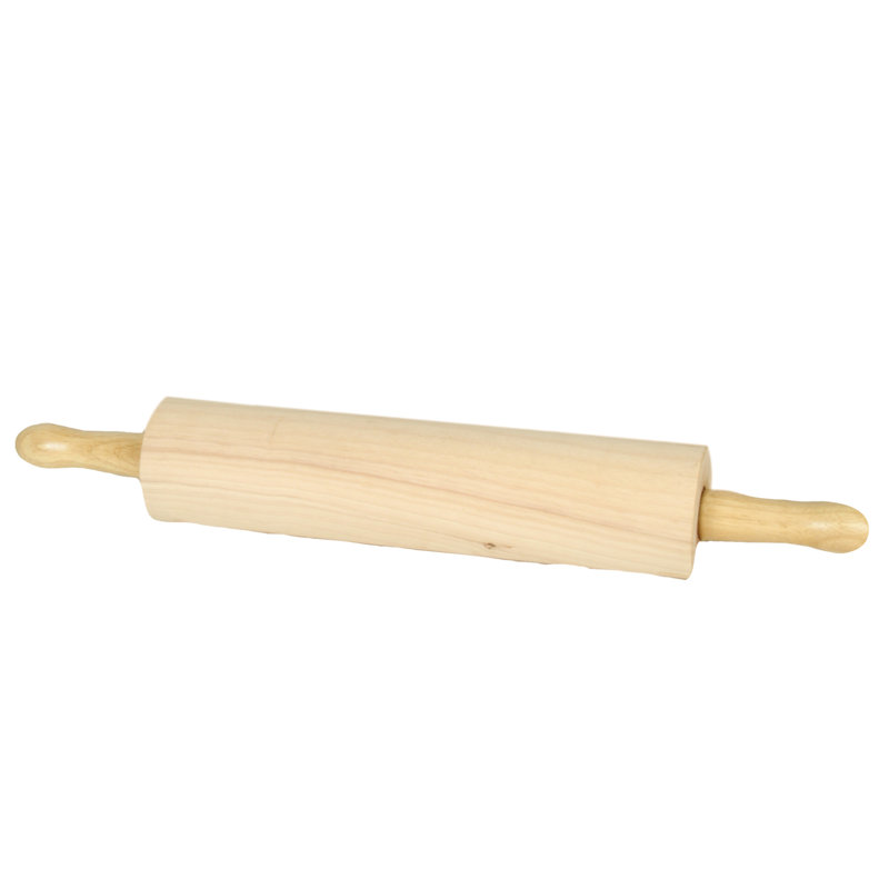 Beige Solid Wood Rolling Pin with Contoured Handles