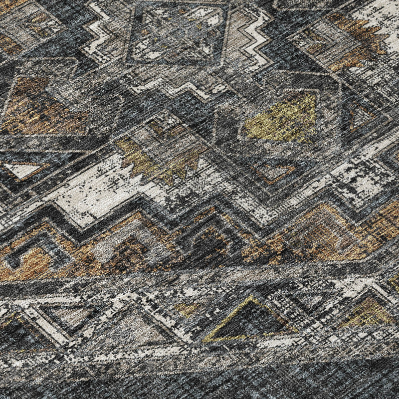 Machine Washable Indoor/Outdoor Chantille ACN2794 Global Rug, 10' x 14', Black