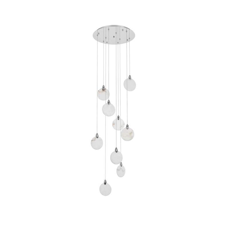 Luminaire suspendu en albâtre 20 po Avery, H 125 po x l 20 po x P 20 po, Chrome chrome