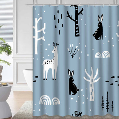 Rideau de douche à neige avec 12 crochets Winter Forest