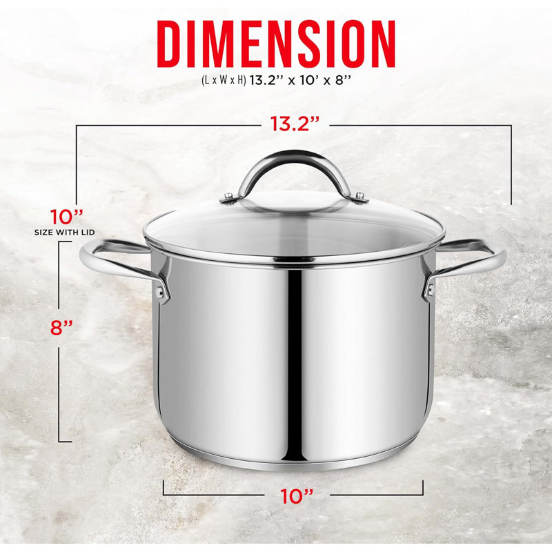 Bakken-Swiss 8-Quart Stainless Steel Stockpot with Glass Lid