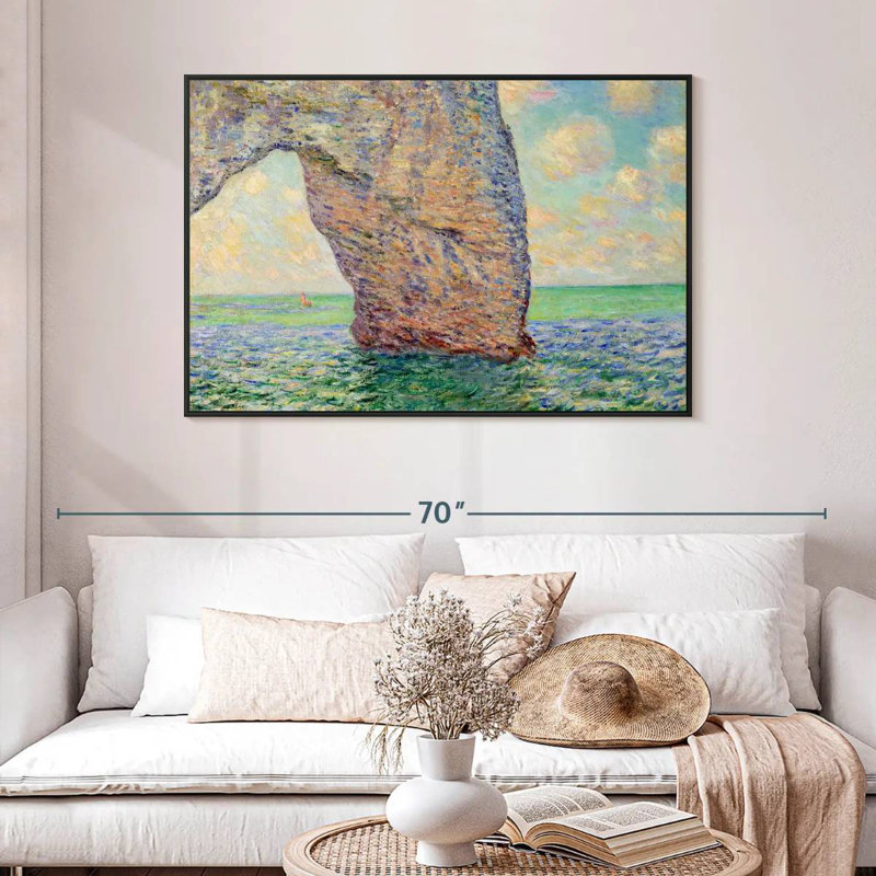 La falaise à Etretat, 46 po x 31 po, Cadre flottant noir