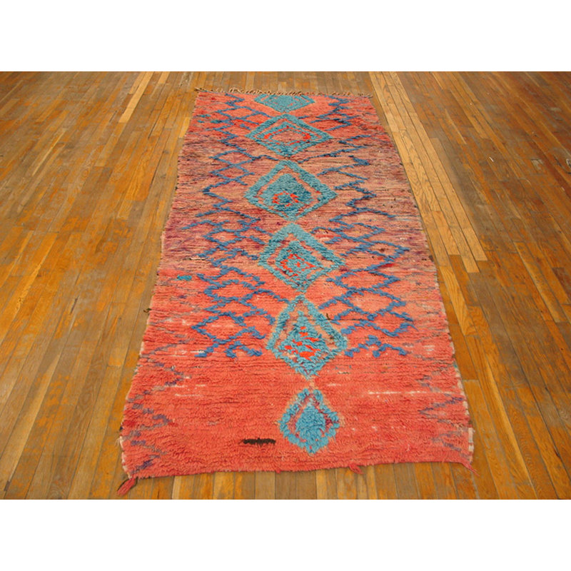 Tapis de couloir antique en laine Corail
