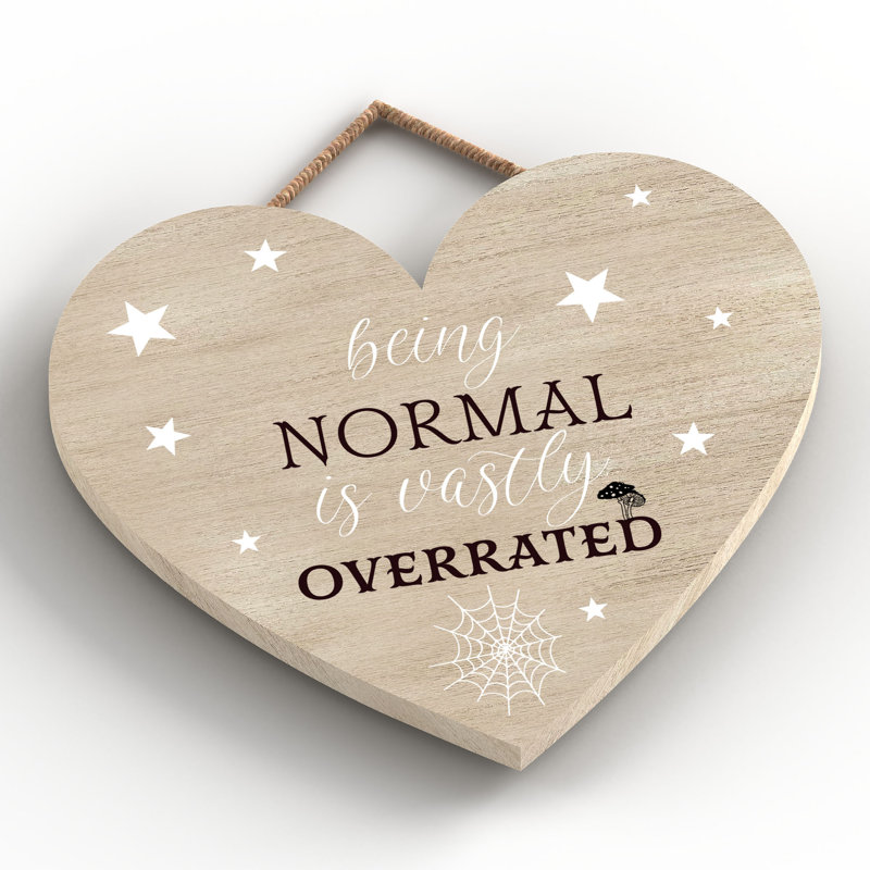 Witch Being Normal Wooden Heart Plaque, Brown, 16cm H x 17cm W x 0.9cm D
