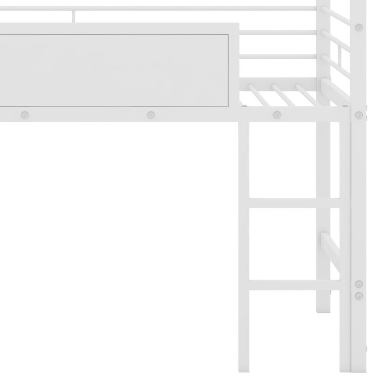 Twin Size Metal House Bed Loft Bed With Two-Sided Writable Wooden Board And Slide, White