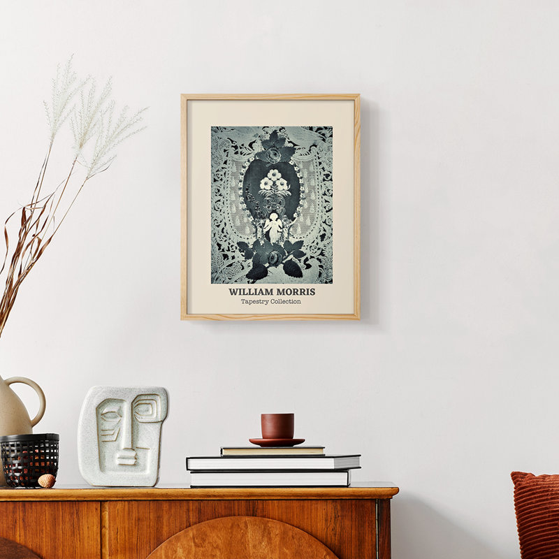 William Morris Framed Print CCXI, 14" H x 11" W, Black