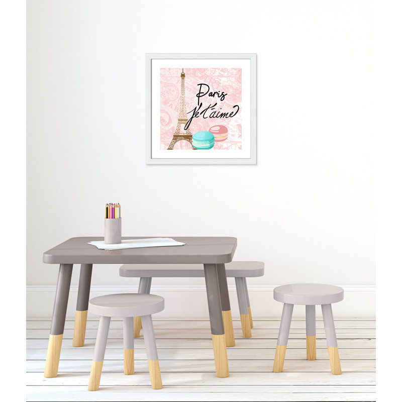 Bonjour paris 1, H 22,5 po x l 22,5 po x P 0,63 po, Cadre blanc