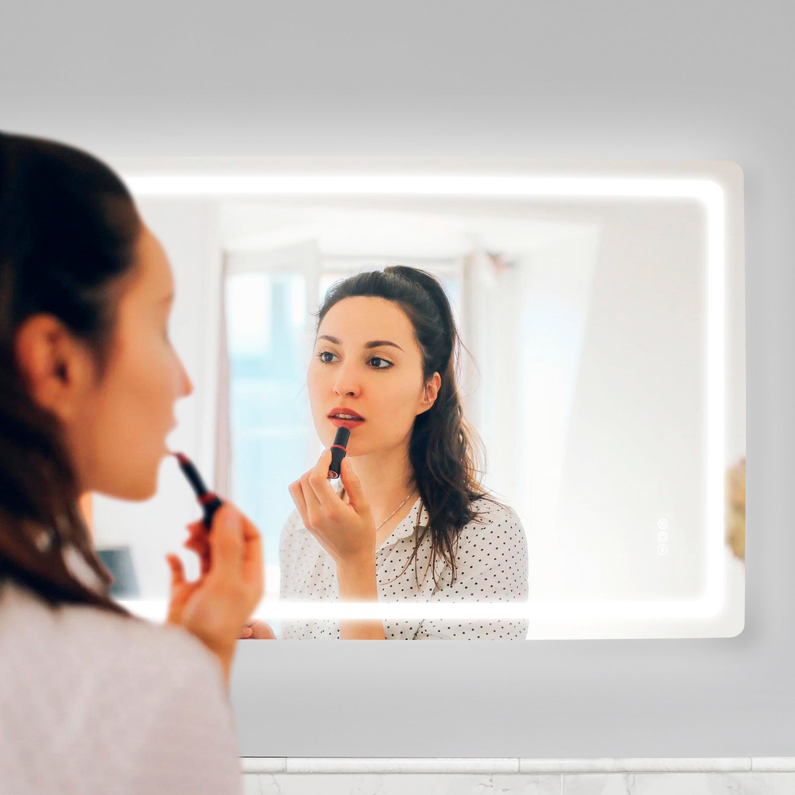 Ivy Bronx LED Bathroom Mirror 3 Colors Anti-fog Wall Mounted Vanity ...