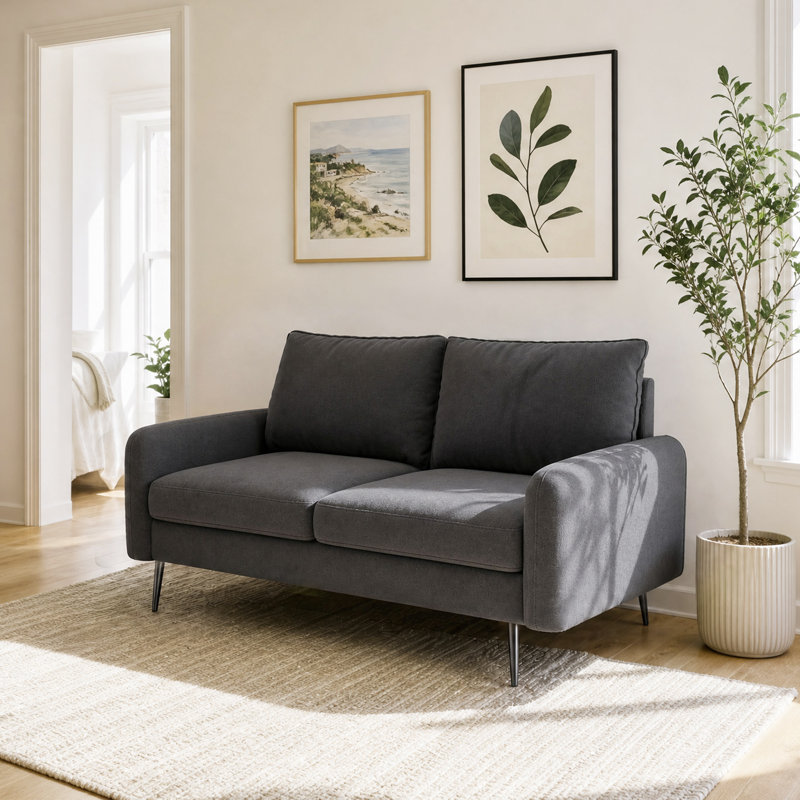 Causeuse Dotson, Velours gris