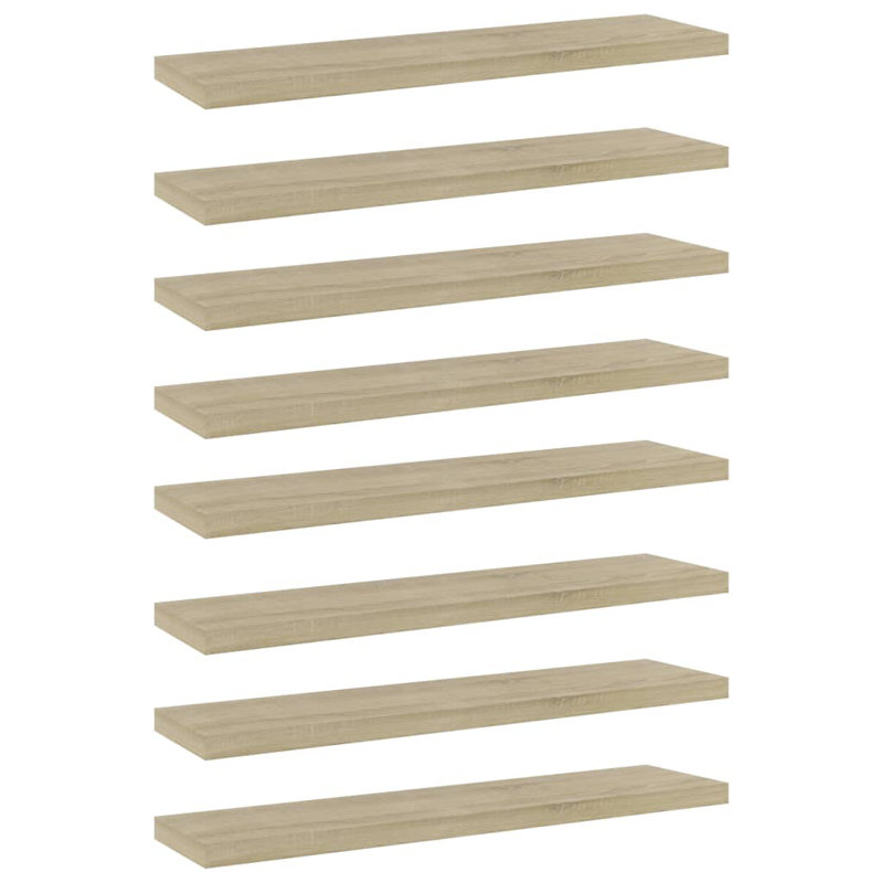 Bookshelf Boards 8 pcs Engineered Wood, Sonoma Oak, (8 Shelves) 0.59" H x 15.75" W x 3.94" D