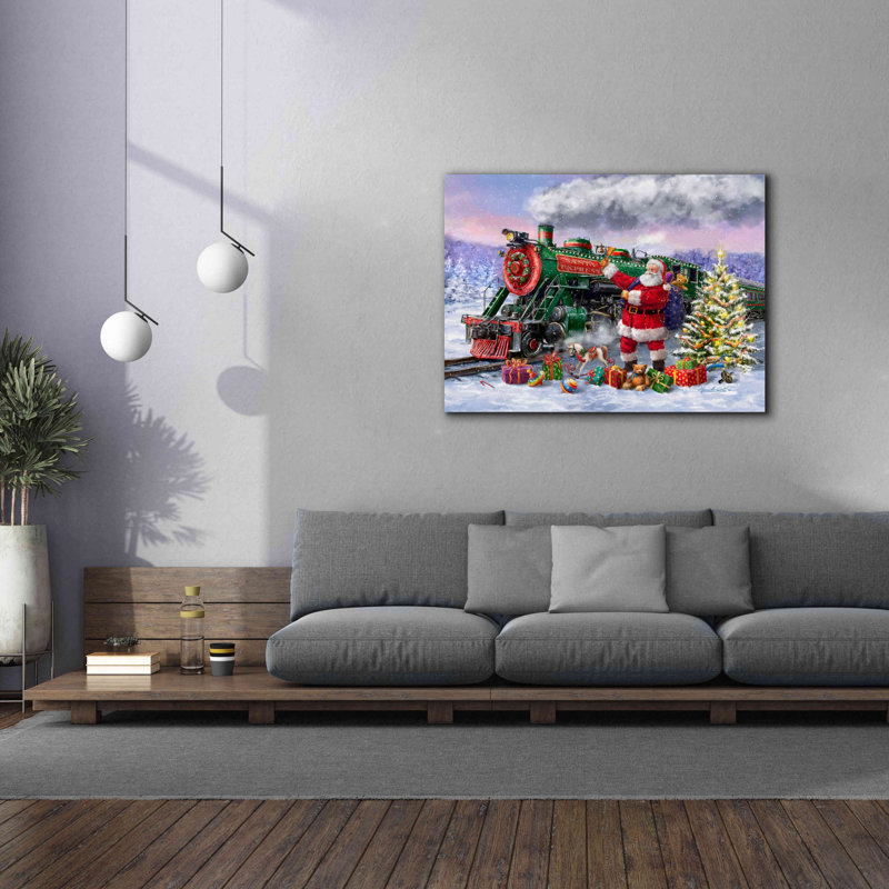 «Santa’s Express Train» par Ali Corti, art mural sur toile, H 40 po x l 54 po x P 1,5 po