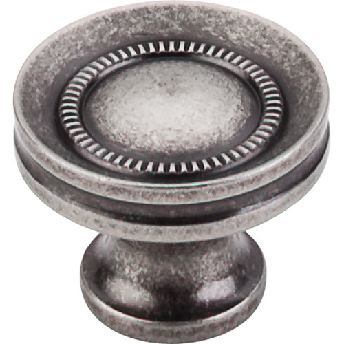 Button Faced 1 1/4" Diameter Round Knob, Pewter Antique
