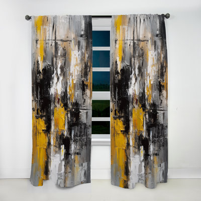 Laserre - Encre liquide jaune-gris captivante - Rideau en velours moderne - obscurcissant - 1 panneau