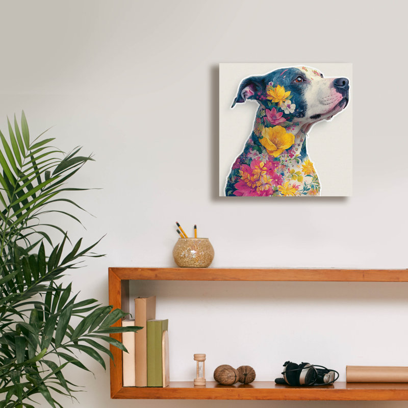 Toile épique Graffiti «Floral Pitbull» par Ann Klee, 12 po x 12 po, H 12 po x l 12 po