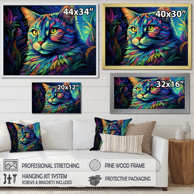 " Magical Cat Grace ", Natural Floater Framed, 30" H x 40" W x 1.5" D