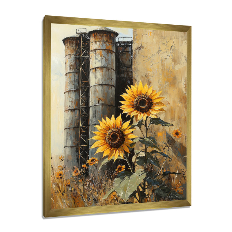 Dolci - art mural floral, H 20 po x l 12 po, Reproduction encadrée sans passe-partout, Doré