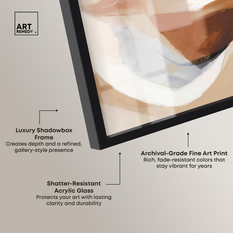 Serene Overlap II Shadowbox Print, art brun par Art Remedy, H 21 po x l 17 po, Noir