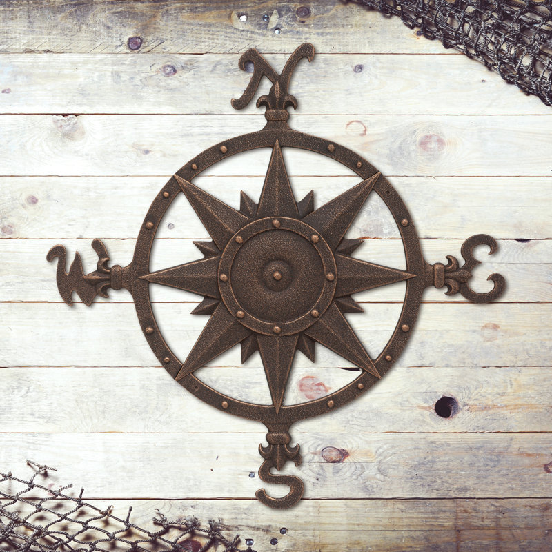 Nauctical Compass Wall Décor, Oil Rubbed Bronze