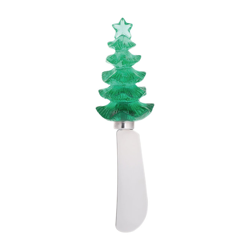 Christmas Tree Transparent Polyresin Cheese Spreader, S4