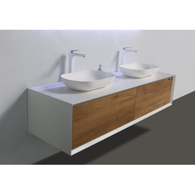 Ensemble de meuble-lavabo double mural 71 po Leffler
