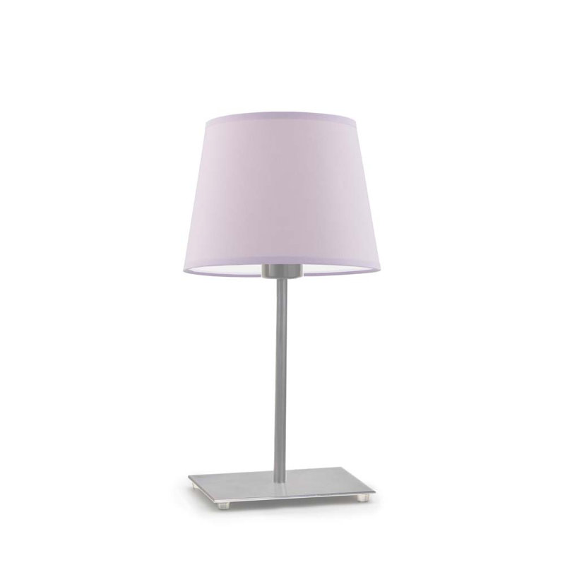Asaun Metal Table Lamp, Brushed Steel, Light Violet
