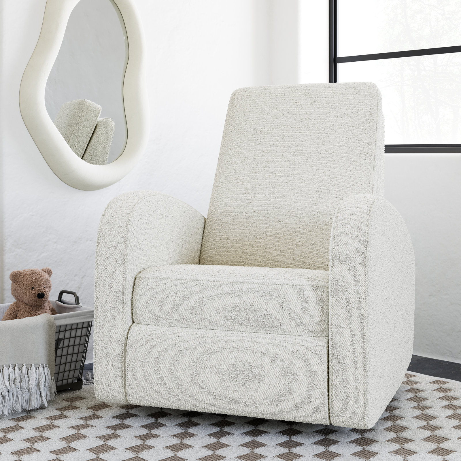 Santa Monica Swivel Glider, Ivory Boucle