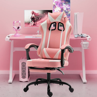 Radelldar Adjustable Reclining Ergonomic Faux Leather Swiveling PC & Racing Game Chair with Footrest