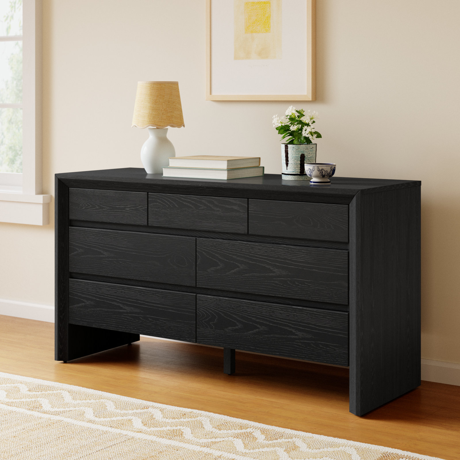 Wyat 7 Drawer Dresser, Black