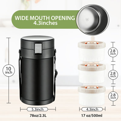 78 oz SUS304 Stainless Steel Insulated Food Carrier