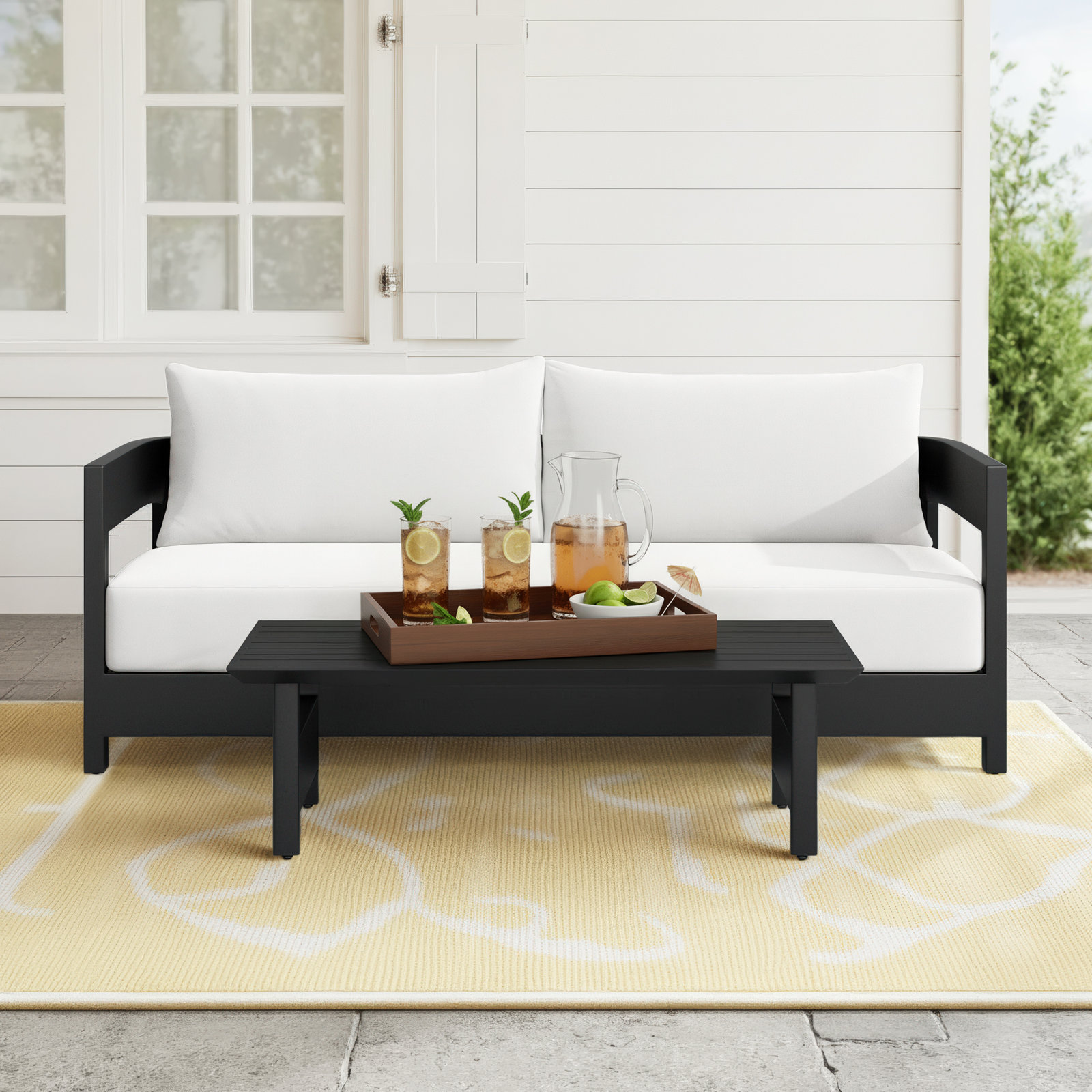 Everlee Outdoor Sofa And Coffee Table Set