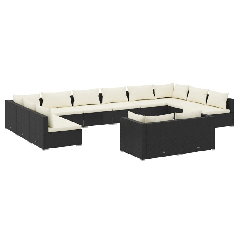  Garden Lounge Set Black, Cream, Cream, Black