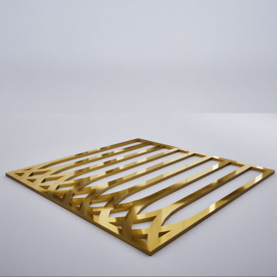 Cedar Park Decorative Fretwork Acrylic Wall Panels, Extra Small, 7 3/8"W x 7 3/8"H x 1/8"T, Gold Mirror