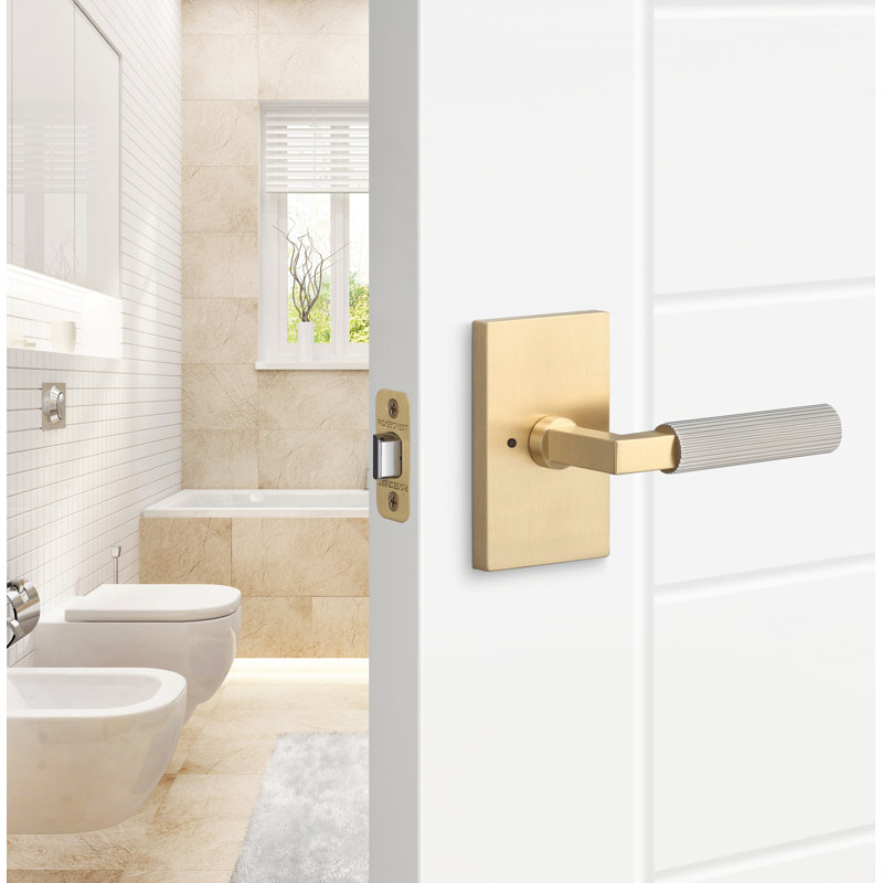 Levanto Privacy Rosette, Staight Knurled Grip, Satin Brass/Satin Nickel
