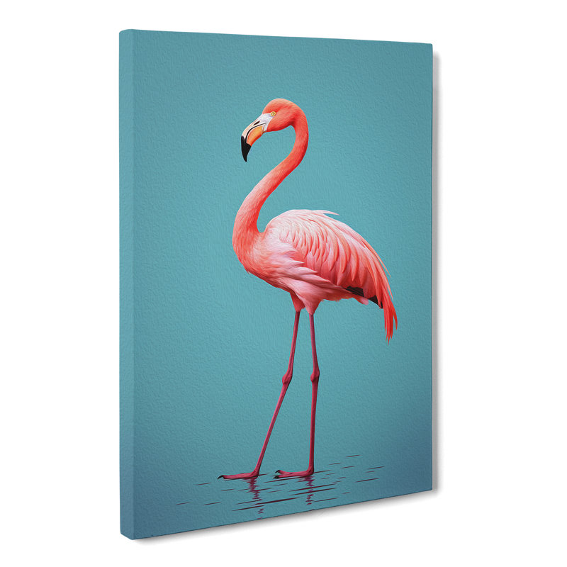 Flamingo Minimalism No.2 - Wrapped Canvas, 50cm H x 35cm W x 3cm D