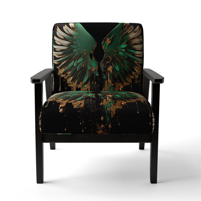 Fauteuil de 23 po de large Dabrielle, Mélange de polyester doré / vert
