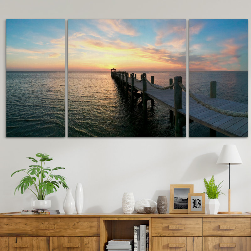 « dockside », photo multi-pièces de première qualité sur toile, H 32 po x l 64 po x P 1,5 po