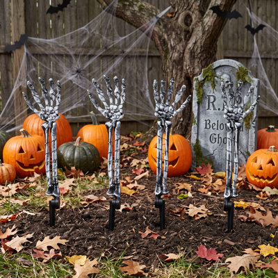 Ensemble de 4 aiguilles à DEL d'Halloween pour piquet à l'extérieur, ensemble de 4 aiguilles à DEL vertes, 40 lumières à DEL par pile, 8 modes d'éclairage, résistant à l'eau IP44