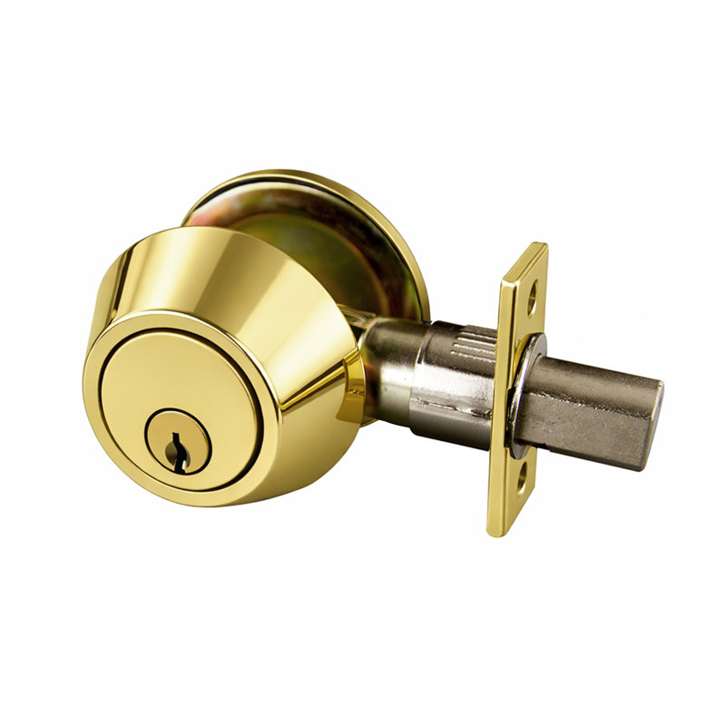 Single Cylinder Deadbolt, Polished Brass