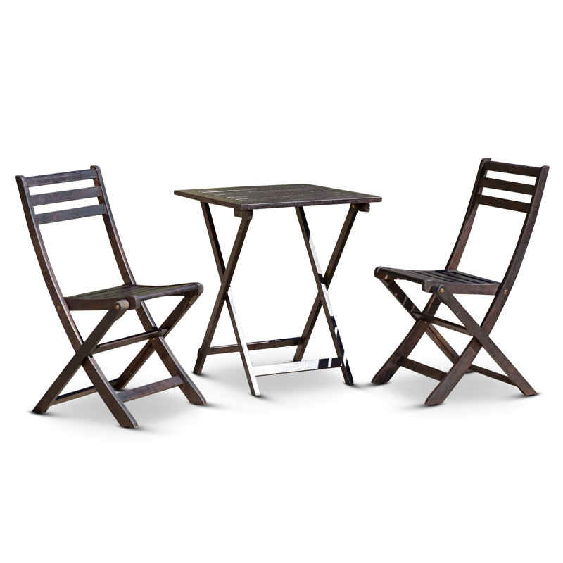 3 Eucalyptus Bistro , Square, - Weather Furniture For Patio, Balcony, Garden Square Outdoor To Fading, Espresso