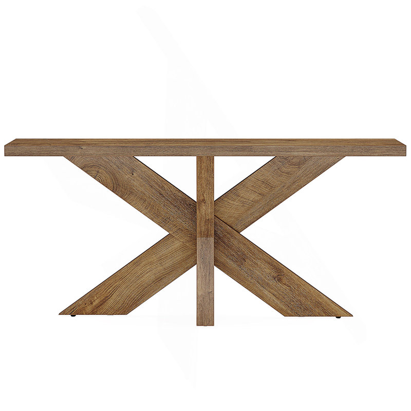 70.9-Inch Farmhouse Console Table With Geometric Wooden Base For Entryway, Hallway, Or Behind Sofa Use.