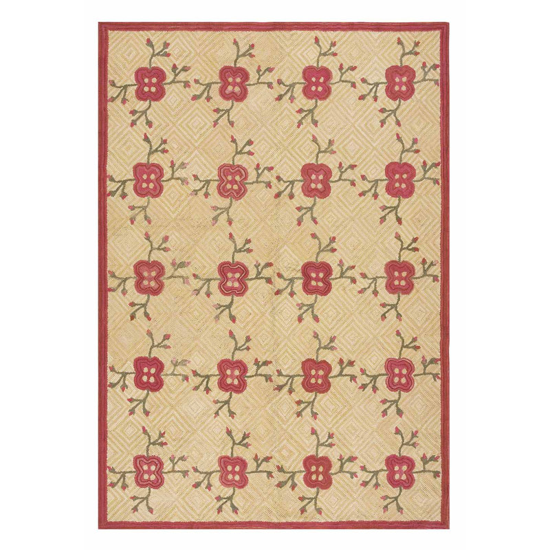 Flatweave Wool Floral Area Rug