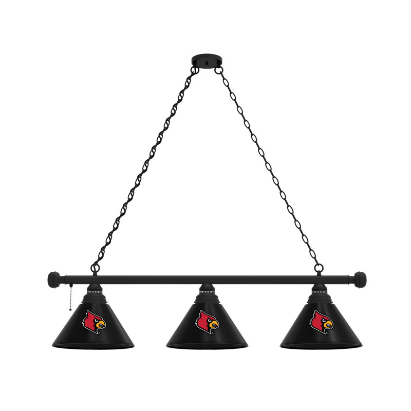 3 - Light Pool Table Lights Pendant, Black, Louisville Cardinals