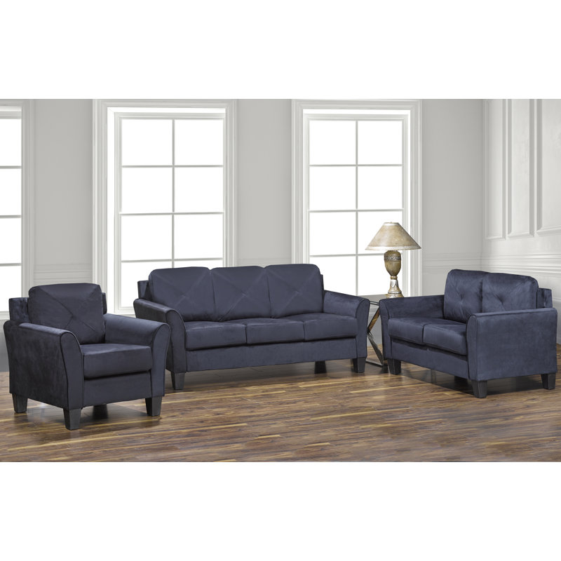 Ensemble de canapés Samara, Microfibre bleu foncé / microsuède bleu