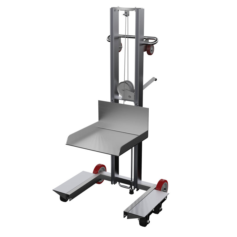 Élévateur de charge léger à profil bas en aluminium Vestil ALLPW-500-4SFL avec fonctionnement manuel, capacité 400, longueur 20 po x largeur 20 po