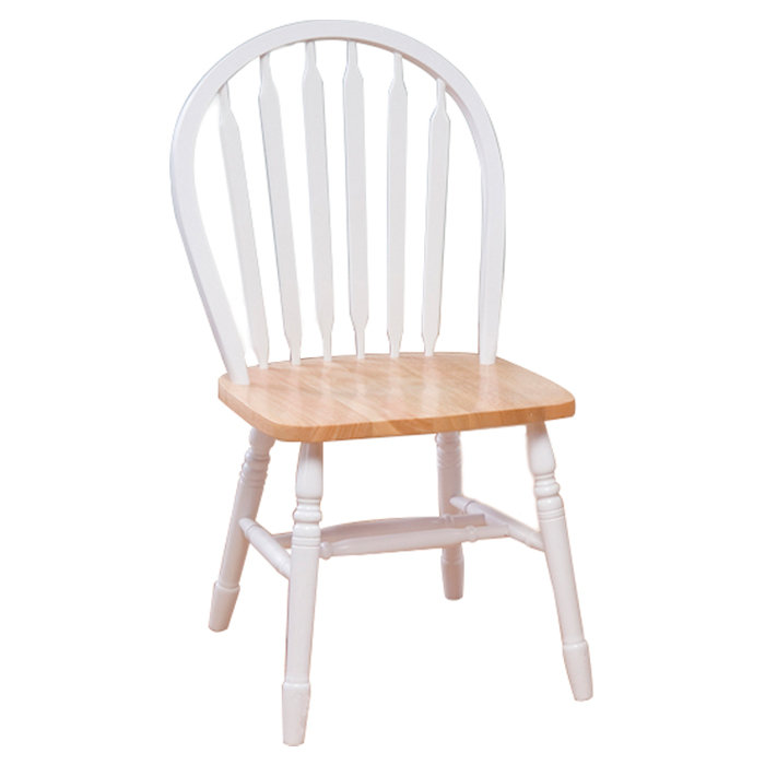 Chaise d'appoint à dossier Windsor en bois massif Tolman, Blanc/naturel