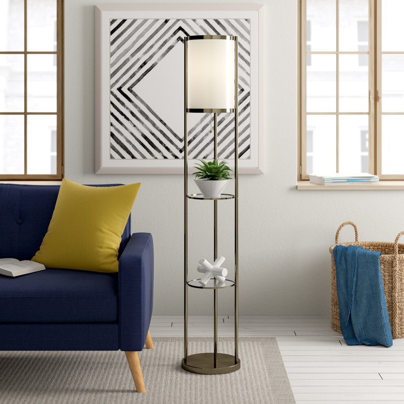 Apollonios 63'' Antique Brass Column Floor Lamp